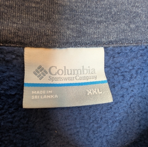 Columbia Blue Mens Sweater 1/4 Zip Pullover Mock Neck Sweatshirt Pocket XXL - Picture 3 of 10